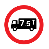 No goods vehicles. No goods vehicles allowed with over maximum gross weight in case where weight is show under the sign
